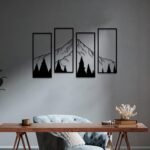 ruelen 4 Pcs Metal Mountain and Forest Wall Decorations Line Drawing Wall Art Minimalist Wall Decor Rustic Nature Home Wall Art Sculpture Office Living Room Bedroom - Image 6