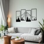 ruelen 4 Pcs Metal Mountain and Forest Wall Decorations Line Drawing Wall Art Minimalist Wall Decor Rustic Nature Home Wall Art Sculpture Office Living Room Bedroom - Image 7