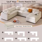 124.8" W Large Modular Sectional Sofa L Shaped Modern Couch with Ottoman, Deep Seat and Wide Chaise for Living Room, Beige - Image 7