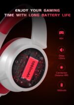 RYR Wireless Gaming Headset for Xbox Series X|S, Xbox One, PS5, PS4, Mac, Bluetooth 5.3, 3D Surround Sound, Rotatable Earmuffs, Gaming Headphones with Noise Canceling Microphones, White-Red - Image 6