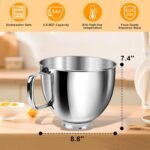 5 Quart Mixing Bowl for KitchenAid Stand Mixers, Food-Grade Stainless Steel Bowl with Handle & Clasp, Compatible with Tilt-Head 4.5–5 Qt Models – Fits K45, K45SS, KSM75, KSM150, KSM95 - Image 3