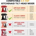 5 Quart Mixing Bowl for KitchenAid Stand Mixers, Food-Grade Stainless Steel Bowl with Handle & Clasp, Compatible with Tilt-Head 4.5–5 Qt Models – Fits K45, K45SS, KSM75, KSM150, KSM95 - Image 5