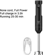 Cordless Hand Blender, UTALENT Variable Speed Immersion Blender Rechargeable, with 500ml Chopper, 600ml container, Egg Whisk, for Smoothies, Baby Food and Soups – Black - Image 3