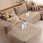 ovios 104" Cloud Boneless Couch with L-Shape Chaise,Modern Sectional Modular Sofa with Deep Seat, Upholstered Couches for Living Room Bedroom,No Assembly Required, Camel (Corduroy Fabric) - Image 4