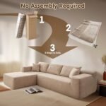 ovios 104" Cloud Boneless Couch with L-Shape Chaise,Modern Sectional Modular Sofa with Deep Seat, Upholstered Couches for Living Room Bedroom,No Assembly Required, Camel (Corduroy Fabric) - Image 5