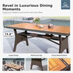 MFSTUDIO Outdoor Patio Dining Set for 6, Outdoor Table and Chairs for 6, 7 Pieces Patio Outdoor Dining Furniture, 74’’ Wood Top Rectangular Table Set with Wicker Chairs, Beige - Image 5