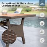 MFSTUDIO Outdoor Patio Dining Set for 6, Outdoor Table and Chairs for 6, 7 Pieces Patio Outdoor Dining Furniture, 74’’ Wood Top Rectangular Table Set with Wicker Chairs, Beige - Image 9