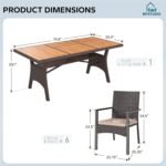 MFSTUDIO Outdoor Patio Dining Set for 6, Outdoor Table and Chairs for 6, 7 Pieces Patio Outdoor Dining Furniture, 74’’ Wood Top Rectangular Table Set with Wicker Chairs, Beige - Image 10