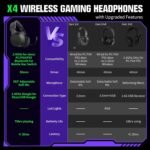 X4 Wireless Gaming Headset for Xbox Series X|S, Xbox One, PS5, PS4, PC, Mac, Switch, 2.4GHz Gaming Headphones with Bluetooth 5.3, 70H Battery, ENC Noise Canceling Mic, Low Latency - Image 7