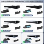 PS5/Slim/Pro Horizontal Stand with Cooling Fan & Charger for Original & Edge Controllers, Scalable Design PS5 Accessories Base with EVA Foams for All PS 5 Disc & Digital, PS 5 Sideways Stand Black - Image 3