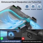 PS5/Slim/Pro Horizontal Stand with Cooling Fan & Charger for Original & Edge Controllers, Scalable Design PS5 Accessories Base with EVA Foams for All PS 5 Disc & Digital, PS 5 Sideways Stand Black - Image 4