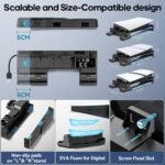 PS5/Slim/Pro Horizontal Stand with Cooling Fan & Charger for Original & Edge Controllers, Scalable Design PS5 Accessories Base with EVA Foams for All PS 5 Disc & Digital, PS 5 Sideways Stand Black - Image 6