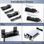 PS5/Slim/Pro Horizontal Stand with Cooling Fan & Charger for Original & Edge Controllers, Scalable Design PS5 Accessories Base with EVA Foams for All PS 5 Disc & Digital, PS 5 Sideways Stand Black - Image 7