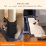 Heybly Cat Tree with Cat Self Groomer Brush, Cat Tower Condo for Indoor Cats with Padded Plush Perch, Cat House with Basket Scratching Board Post, Smoky Gray HCT005SG - Image 7