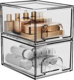 ZHIAI 2 Pack Clear Stackable Cosmetic Organizer, Acrylic Drawer, Plastic Organizer for Dresser, Vanity, Kitchen Cabinet, Pantry, Home Organization and Storage - Image 4