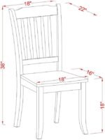East West Furniture DAC-MAH-W Danbury Dining Room Chairs - Slat Back Solid Wood Seat Chairs, Set of 2, Mahogany - Image 4