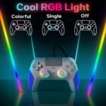 Kamylorus Wired Controller for PS-5/PC, RGB Gaming Controller with Programmable/Remap/Turbo/LED Light Functions, 3.5MM Headphone Jack, Dual Vibration - Image 5