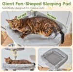 Taoqimiao 72 Inches Cat Tree for Large Cats, Multi-Level Tall Cat Tower, Widened Cat Condo with Large Scratch Board, 5 Scratching Posts, Metal Hammcock, Cozy Basket, Light Gray, MS045W - Image 4