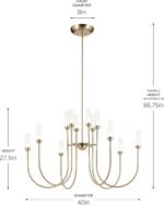 Kichler Moraine LED 12-Light 2-Tier Chandelier, Updated Traditional Light in Champagne Bronze, Sloped Ceiling Compatible, for Foyer or Great Room (27.5" x 40"), 52759CPZLED - Image 5