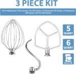 Stainless Steel 3 Piece kit Attachments，Dough Hook 6 Wire Whisk Flat Beater Compatible with KitchenAid 5 Plus -6QT Mixer，Bowl Lift Stand Mixer Accessory，Rust Resistant，Dishwasher Safe - Image 5