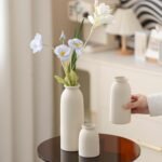 Ceramic Vase Set-3, Small Flower Vases for Decor, Modern Boho Farmhouse Style, Decorative Vases for Pampas Grass & Dried Flowers, Distressed Finish (Beige) - Image 4