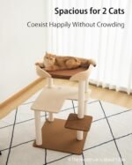 Cat Tree for Large Cats, Modern Senior Friendly Cat Tower with Wide Shelves, Cotton Scratching Posts, Super Sturdy Base, Cozy Perches, and Interactive Toys for Indoor Kittens, 37.4'' Cream. - Image 3