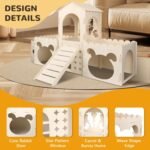 Extra Large Rabbit Castle, Wooden Bunny House & Hay Feeder, Detachable Rabbit Hideaway, Indoor Rabbit Castle with Ramp, Small Animal Houses & Habitats - Image 5