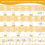 Extra Large Rabbit Castle, Wooden Bunny House & Hay Feeder, Detachable Rabbit Hideaway, Indoor Rabbit Castle with Ramp, Small Animal Houses & Habitats - Image 6