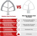 6QT Stainless Steel Flex Edge Beater for KitchenAid Mixer Professional 6 Quart Paddle Attachment Compatible with Kitchen Aid Accessories KD2661X, KP2671X with Silicone Edges Scraper - Image 5