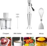 Immersion Hand Blender, UTALENT 5-in-1 8-Speed Immersion Blender with 500ml Food Grinder, 600ml Container,Milk Frother,Egg Whisk,Puree Infant Food, Smoothies, Sauces and Soups - White - Image 4