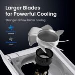 KIWIHOME Cooling Fan for PS5 Accessories, Upgraded Quiet Cooler Fan with Auto Speed, Controller USB3.0 Port & LED for PS5 2020 Only, Not for PlayStation 5 Slim/Pro, White - Image 4
