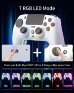 ThinTree Wireless Controller Compatible for PS-5/Pro/Slim/PC, Hall Effect Sticks & 7 RGB LED Mode & haptic Feedback & 1500 mAH Battery & Motion Sensing, 3.5mm Audio Jack - Image 6