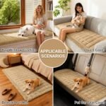hyha Couch Covers for Dogs Washable, Non Slip Plush Dog Sofa Protectors, Fuzzy Pet Couch Covers for 3 Cushion Sofa Pet Friendly (Camel, 27.6" x 88") - Image 5