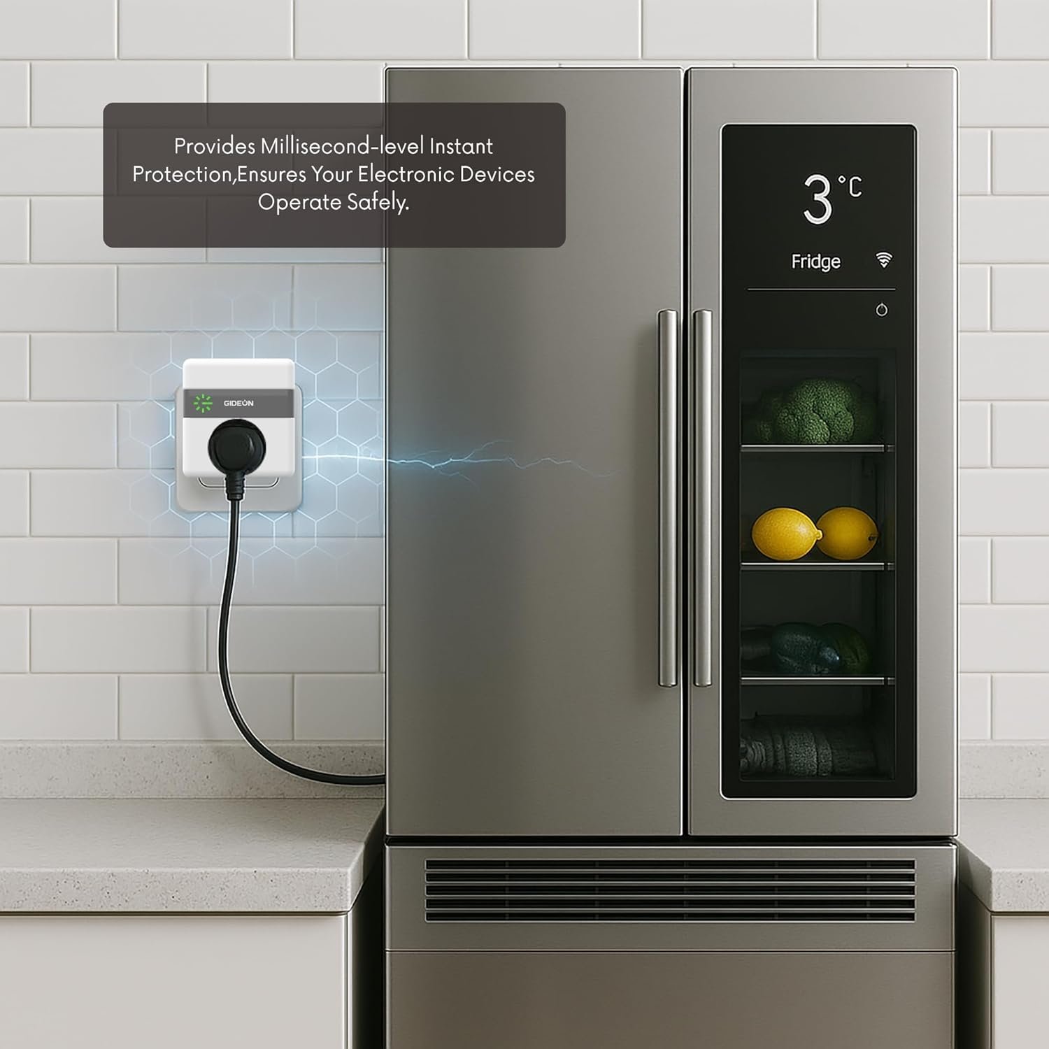 GIDEON Single Outlet Surge Protector with Voltage Protection and Ground Protected Light Indicators, 1800W Mini Wall Socket Smart Plug for Refrigerator, TV, PC and Home Appliances, 15A 120V - Image 6