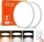 2Pack 12Inch LED Flush Mount Ceiling Light Fixture,24W 2400LM,Dimmable CCT 3000K/4000K/5000K,Round Flat Panel Light for Bedroom,0.7Inch Thin Modern Low Profile Hardwire Lights for Hallway,Porch - Image 2