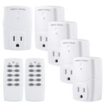 BN-LINK Mini Wireless Remote Control Outlet Switch Power Plug in for Household Appliances, Wireless Remote Light Switch, LED Light Bulbs, White (2 Remotes + 5 Outlets) 1250W/10A - Image 2