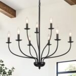 Black Chandelier 9 Light, Modern Farmhouse Chandeliers for Dining Room, Industrial Candle Pendant Lighting Fixture for Foyer Hallway Entryway High Ceiling, Bedroom, Living Room, Kitchen - Image 2