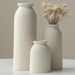 Ceramic Vase Set-3, Small Flower Vases for Decor, Modern Boho Farmhouse Style, Decorative Vases for Pampas Grass & Dried Flowers, Distressed Finish (Beige) - Image 2