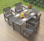 Ciokea HDPE Outdoor Dining Set, 5-Piece Patio Table and Chairs Set with Umbrella Hole, All-Weather Patio Dining Sets for 4, Durable Patio Furniture for Backyard, Garden, Lawn & Poolside, Grey - Image 2