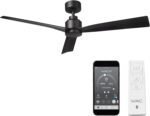 Clean Indoor/Outdoor 3-Blade Smart Compatible Ceiling Fan 52in Matte Black with Remote Control and Wall Cradle. Works with iOS/Android, Alexa, Google Assistant, Samsung SmartThings, and Ecobee. - Image 2