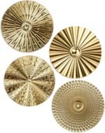 Hicarer 4 Pcs 12 Inch Metal Wall Art Decor Sunburst Hanging Metal Artwork Decor Wall Art Decorations for Home Living Room Office Gift for Christmas(Gold) - Image 2