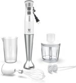 Immersion Hand Blender, UTALENT 5-in-1 8-Speed Immersion Blender with 500ml Food Grinder, 600ml Container,Milk Frother,Egg Whisk,Puree Infant Food, Smoothies, Sauces and Soups - White - Image 2