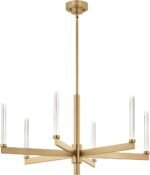 Kichler Sycara 6-Light LED Chandelier, Modern Light with Faceted Crystal in Champagne Bronze, Sloped Ceiling Compatible, for Dining or Living Room, Bedroom or Office (19.75" x 36.25"), 52667CPZ - Image 2