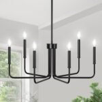 L LOHAS LED Black Chandeliers, 6-Light Black Farmhouse Chandeliers for Dining Room Light Fixture Adjustable Height, Rustic Industrial Modern Chandeliers for Living Room, Bedroom and Foyer, 28in - Image 2