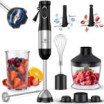 LINKChef 7-in-1 Immersion Blender, 800W Hand Blender with 20 Speeds and Turbo, Scratch-Resistant Guard, 2 Titanium Blades, Whisk, Milk Frother, Food Chopper, Beaker for Soup, Smoothies, Baby Food - Image 2