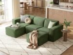 LINSY HOME Modular Sectional Sofa, 105" Boneless Couch U Shaped 3-Seat Sofa with 2 Ottomans, Corduroy Sectional Cloud Couches for Living Room, No Assembly Required, Green - Image 2