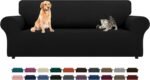 LURKA Stretch Sofa Slipcovers Couch Covers for 3 Cushion Couch Sofa Pet Friendly Non Slip Sofa Cover Washable Furniture Protector with Elastic Bottom (Large, Black) - Image 2