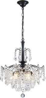 Modern Crystal Chandelier, Black Chandeliers for Dining Room Lighting Fixtures Hanging, Dining Light Fixtures Crystal Candle Pendant Light Fixtures for Bedroom Living Room Kitchen Island Foyer - Image 2