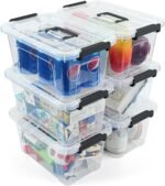 NUMIFUN Plastic Storage Bins with Lids 6 Pack Storage Organizer, 7 Quart Stackable Storage Bins with Buckle-Up Latches and Handle Storage totes easy for Home Office Pantry Organization, Clear Lids - Image 2