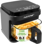 Nutrichef 5.8 Quart Air Fryer | 8-1 Preset Cook Modes | Transparent Fry Bowl for Best Cooking Results | Cook Shrimp, Steak, Fries, Wings, Chicken & More | Precise Temperature Control & Time | Grey - Image 2